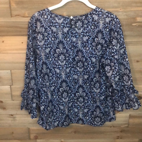 J. Crew Printed Ruffle Sleeve Top Size 6 - Picture 6 of 6